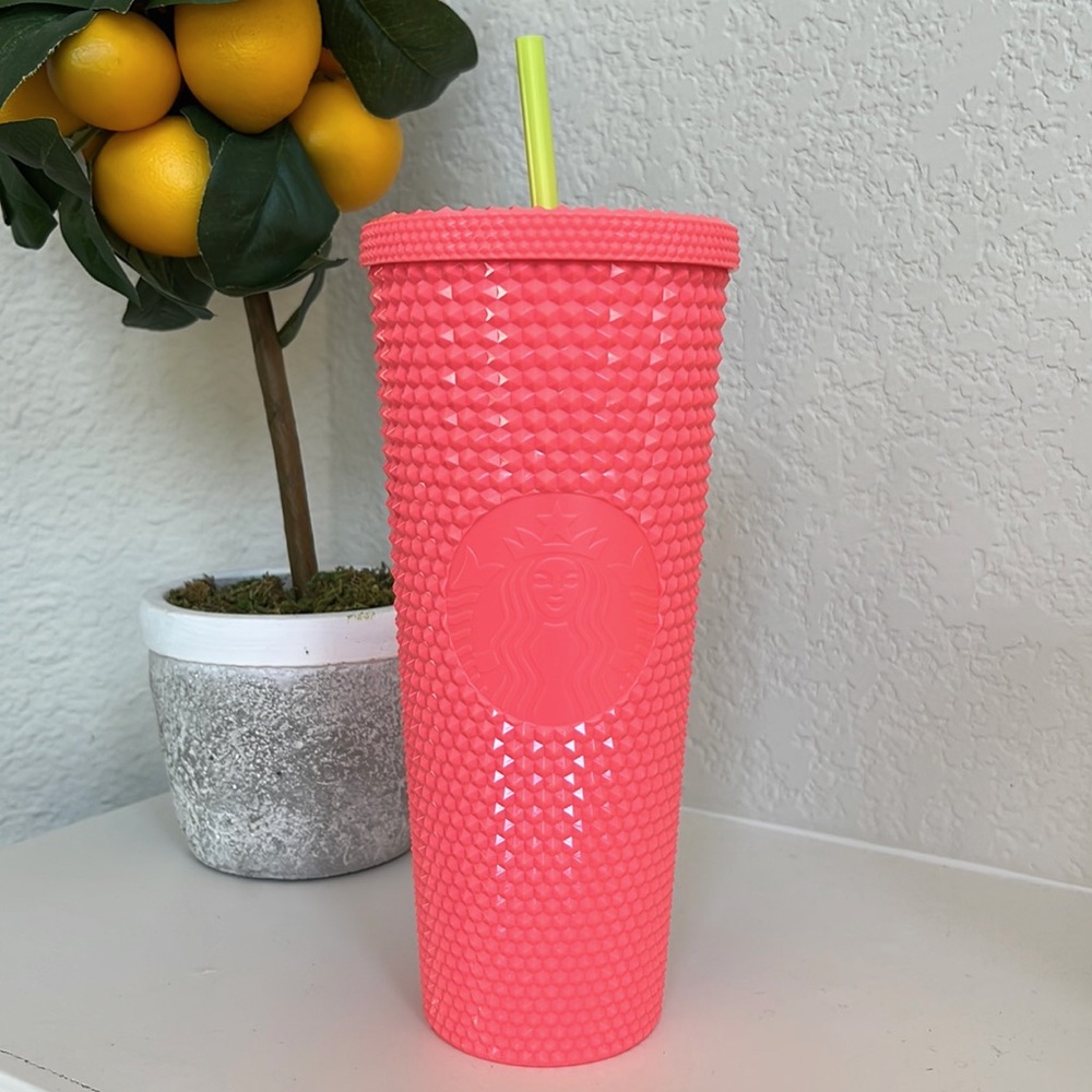 ❗️STARBUCKS DRAGON FRUIT PINK STUDDED BLING STRAW TUMBLER COLD CUP - Picture 8 of 8